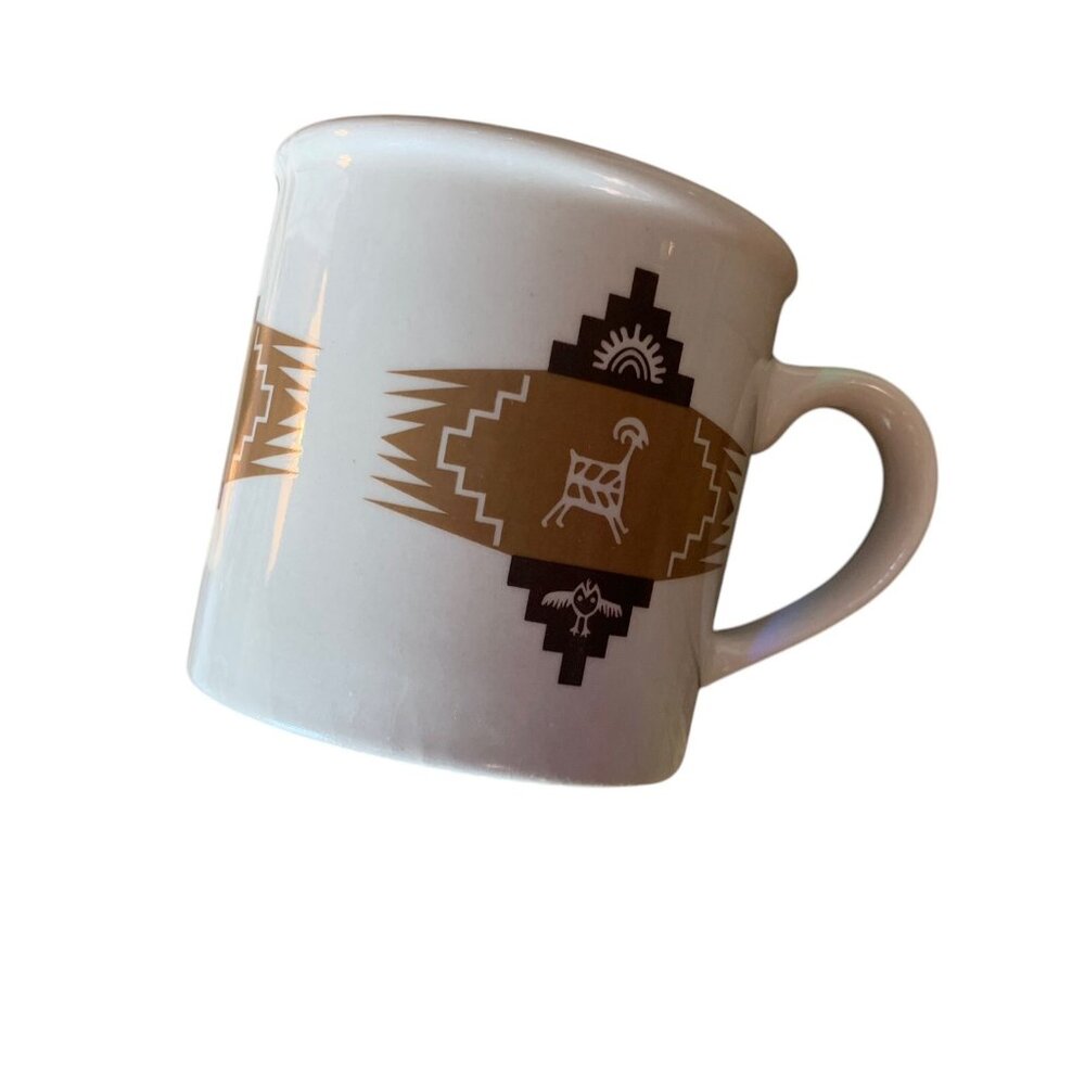 Pendleton Coffee Cup 10 oz Mug Brown White Southwest Print